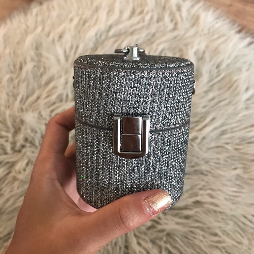 Cylindrical crossbody Glitter Bag
